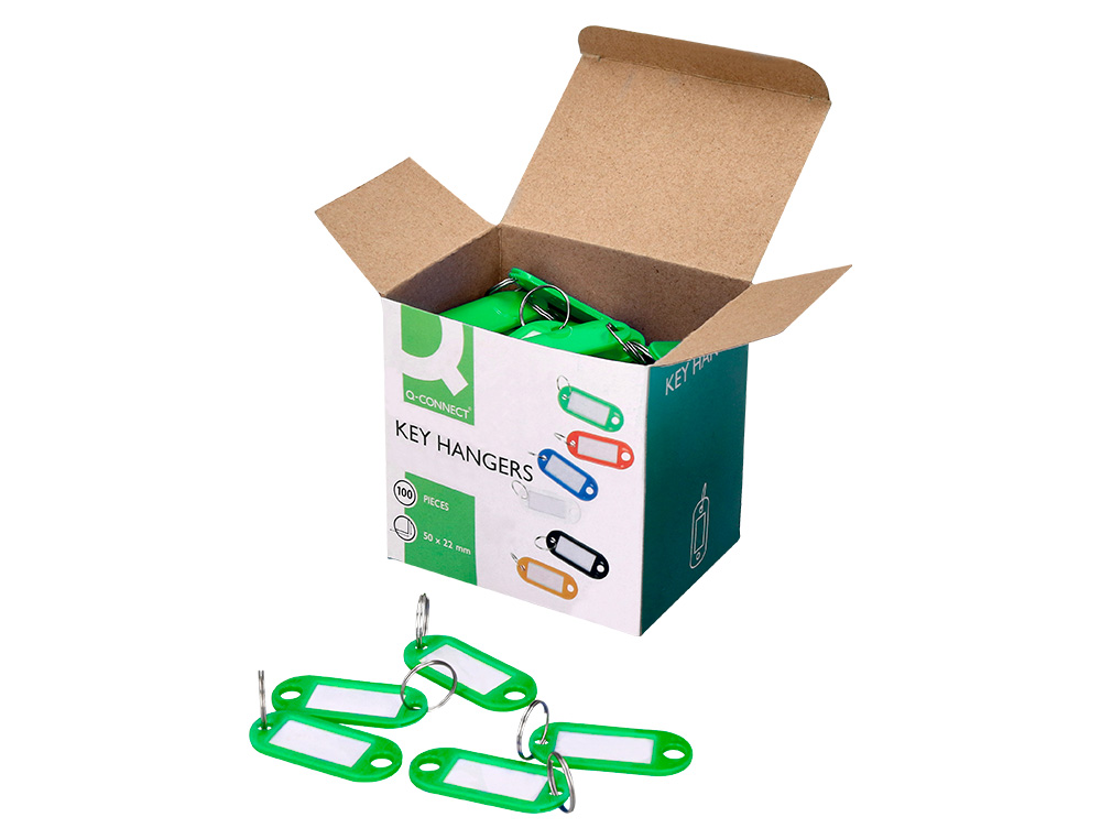 PORTE-CLS Q-CONNECT PORTE-TIQUETTE PLASTIQUE 50X22MM COLORIS VERT PRSENTOIR 100 UNITS