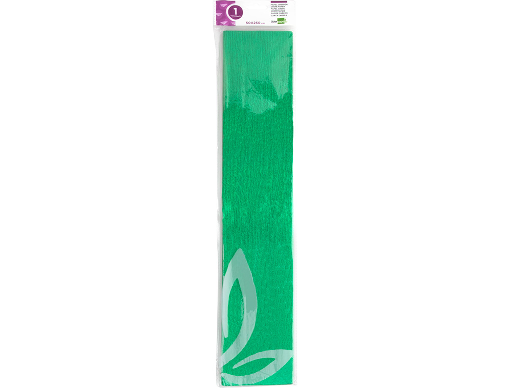 PAPIER CRÉPON LIDERPAPEL 34G/M2 50CMX2.5M UNICOLORE VERT MÉTALLISÉ