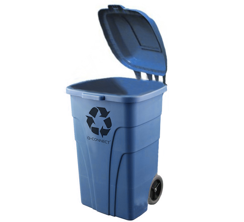 POUBELLE Q-CONNECT CONTENEUR POLYSTYRNE COUVERCLE 240L 620X610X1040MM 2 ROUES COLORIS BLEU