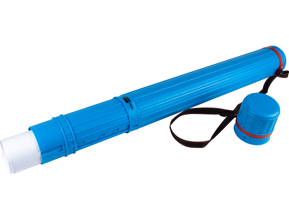 PORTE-PLANS LIDERPAPEL PLASTIQUE BANDOULIRE 75CM EXTENSIBLE 125CM DIAMTRE 9CM COLORIS BLEU