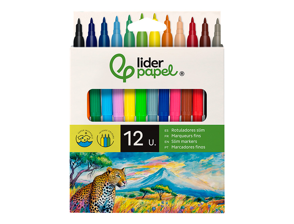 FEUTRE COLORIAGE LIDERPAPEL SLIM LONGUEUR CRITURE 800M POINTE NYLON 2MM DIAMTRE TUI CARTON 12 UNITS