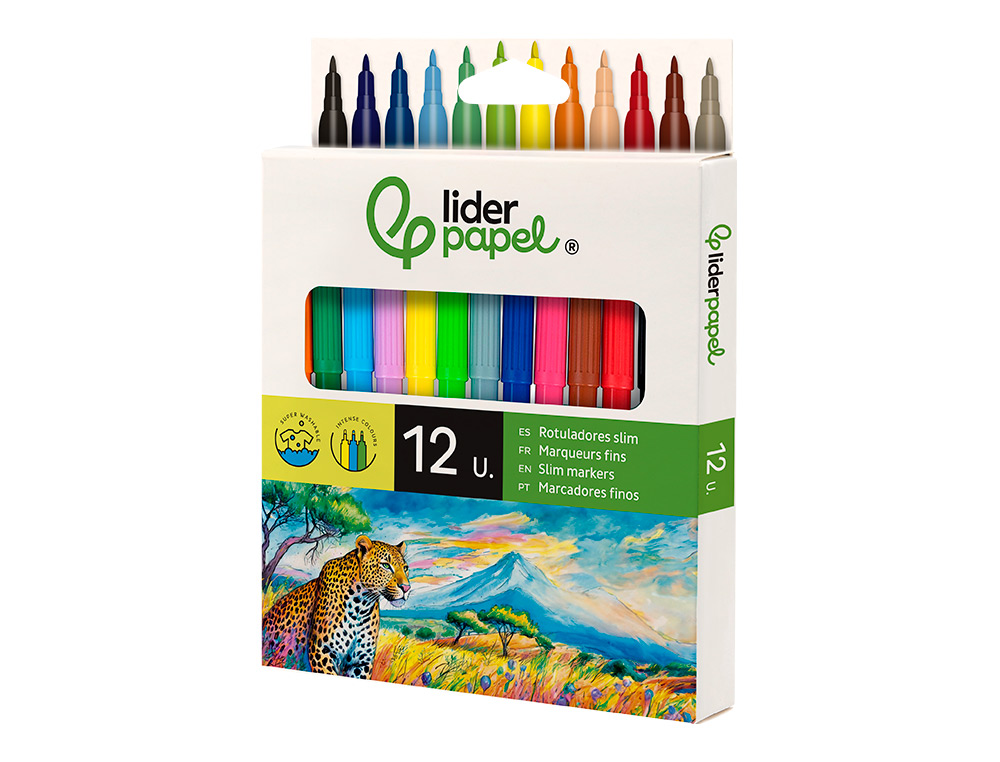 FEUTRE COLORIAGE LIDERPAPEL SLIM LONGUEUR CRITURE 800M POINTE NYLON 2MM DIAMTRE TUI CARTON 12 UNITS