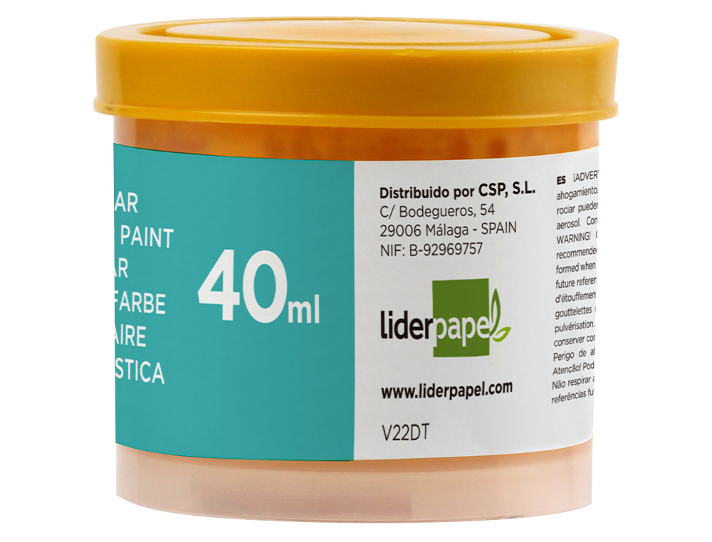 GOUACHE SCOLAIRE LIDERPAPEL COLORIS JAUNE OR POT 40ML
