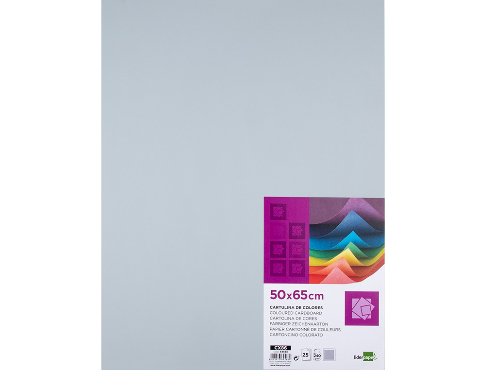 PAPIER CARTONNE LIDERPAPEL 50X65CM 240GR COLORIS GRIS    PAQUET 25 FEUILLES