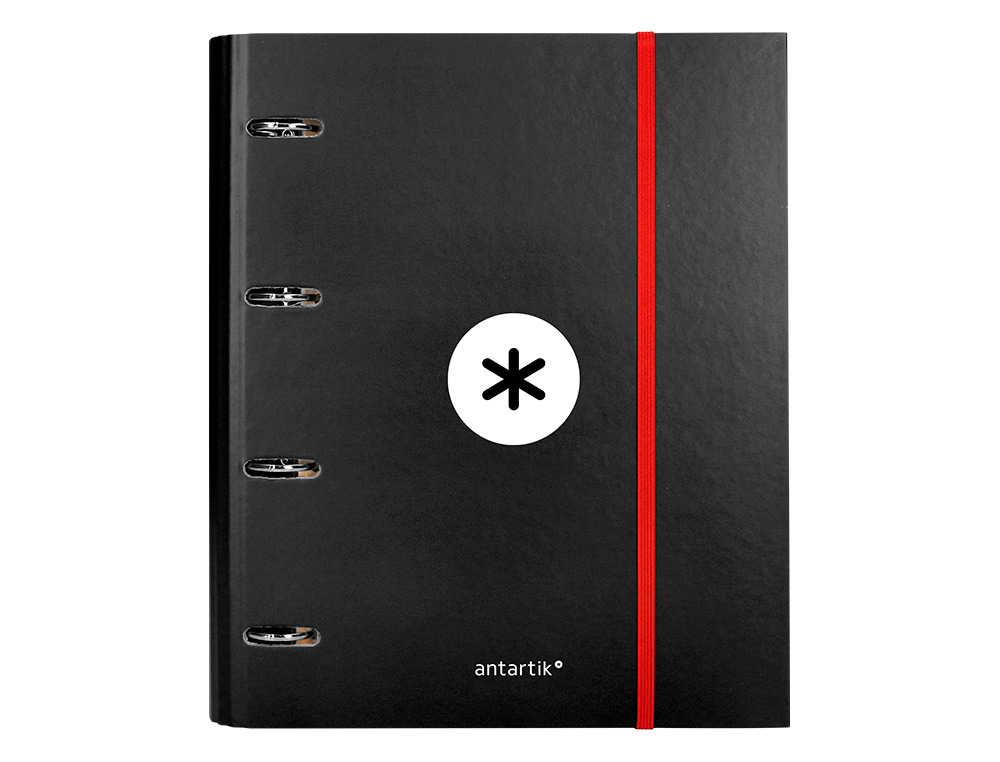 CLASSEUR ANTARTIK 4 ANNEAUX RONDS 40MM A4 CARTON REMBORDE FEUILLETS MOBILES QUADRILLAGE 5MM COLORIS NOIR