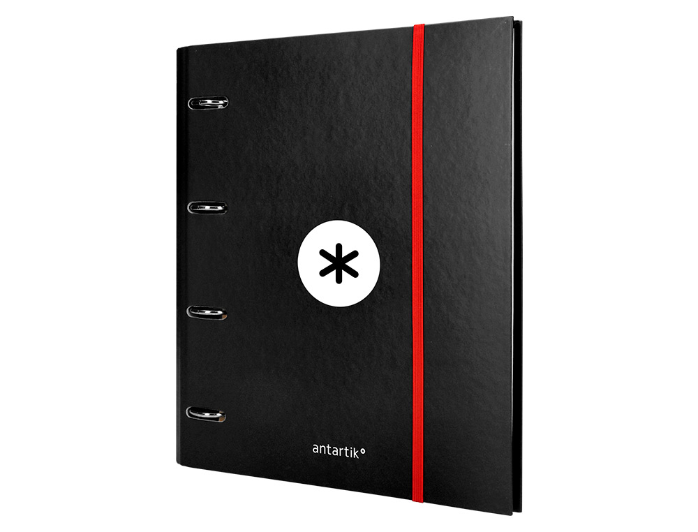 CLASSEUR ANTARTIK 4 ANNEAUX RONDS 40MM A4 CARTON REMBORDE FEUILLETS MOBILES QUADRILLAGE 5MM COLORIS NOIR