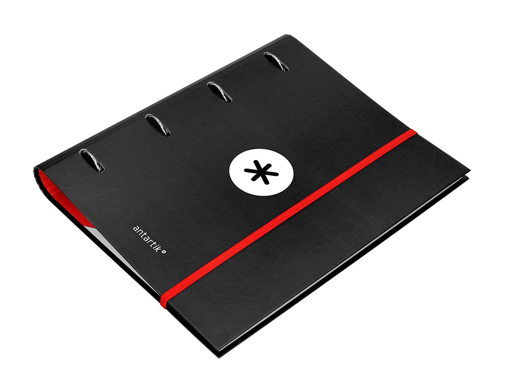 CLASSEUR ANTARTIK 4 ANNEAUX RONDS 40MM A4 CARTON REMBORDE FEUILLETS MOBILES QUADRILLAGE 5MM COLORIS NOIR