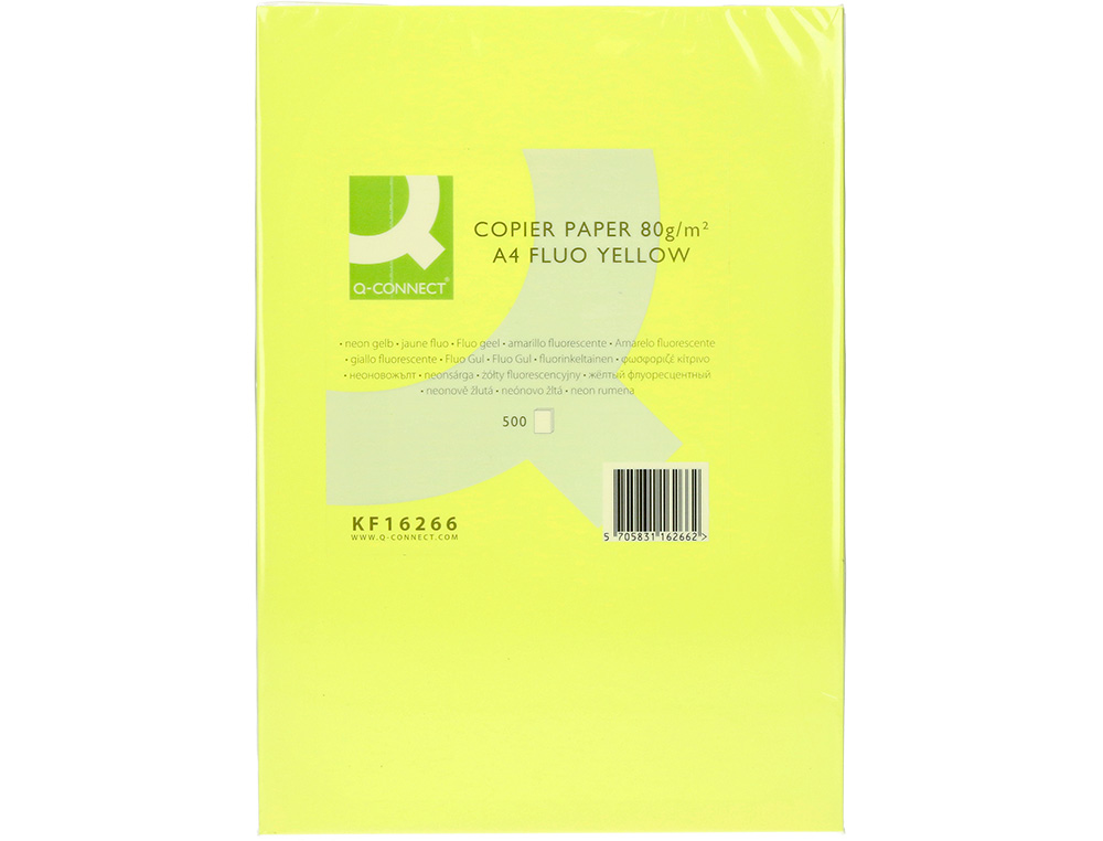 PAPIER COULEUR Q-CONNECT MULTIFONCTION A4 80G/M2 UNICOLORE JAUNE NON RAMETTE 500 FEUILLES