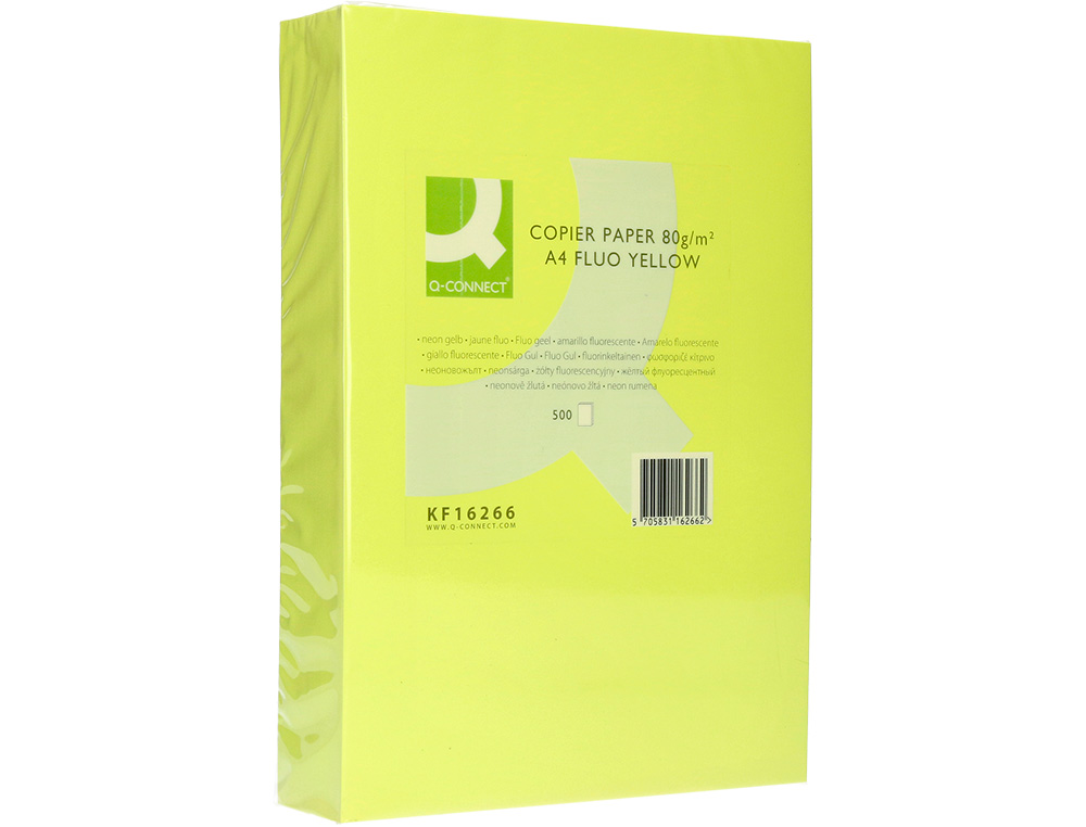 PAPIER COULEUR Q-CONNECT MULTIFONCTION A4 80G/M2 UNICOLORE JAUNE NON RAMETTE 500 FEUILLES