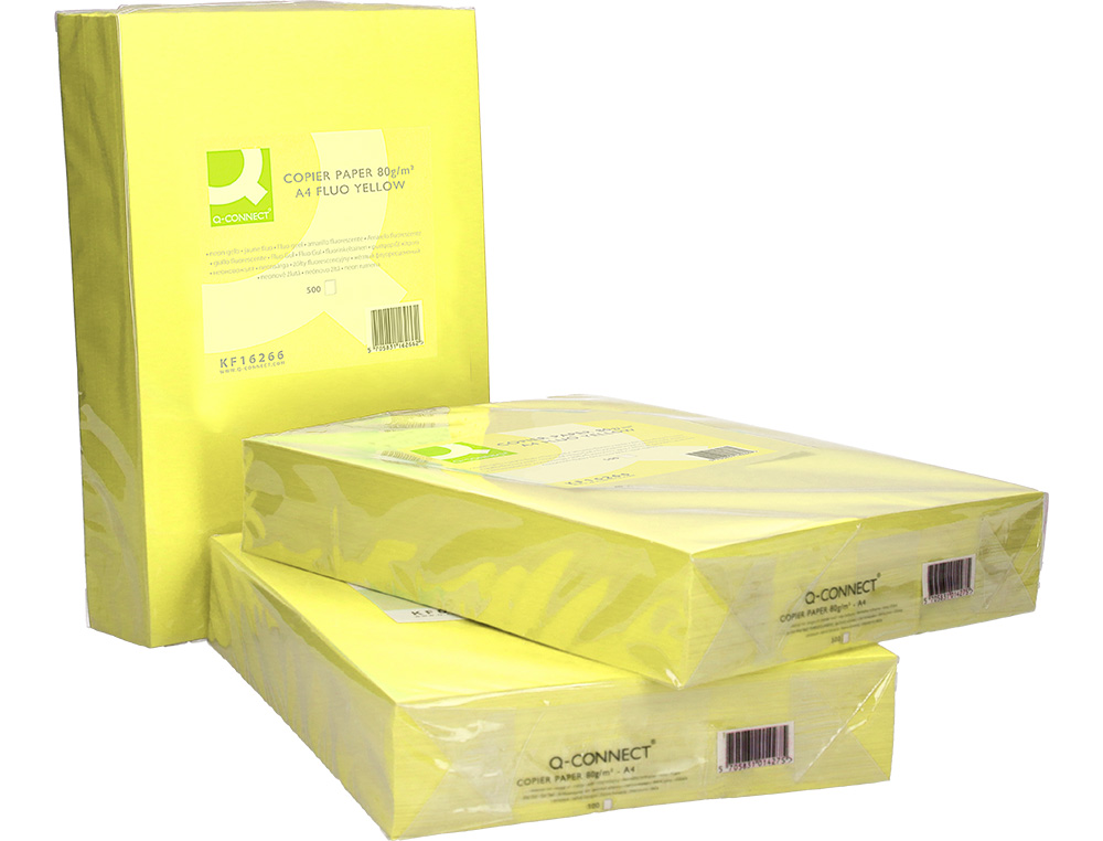 PAPIER COULEUR Q-CONNECT MULTIFONCTION A4 80G/M2 UNICOLORE JAUNE NON RAMETTE 500 FEUILLES