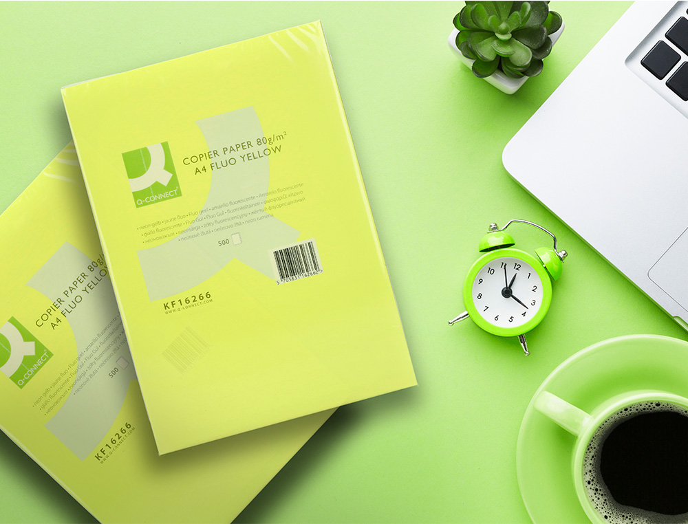 PAPIER COULEUR Q-CONNECT MULTIFONCTION A4 80G/M2 UNICOLORE JAUNE NON RAMETTE 500 FEUILLES