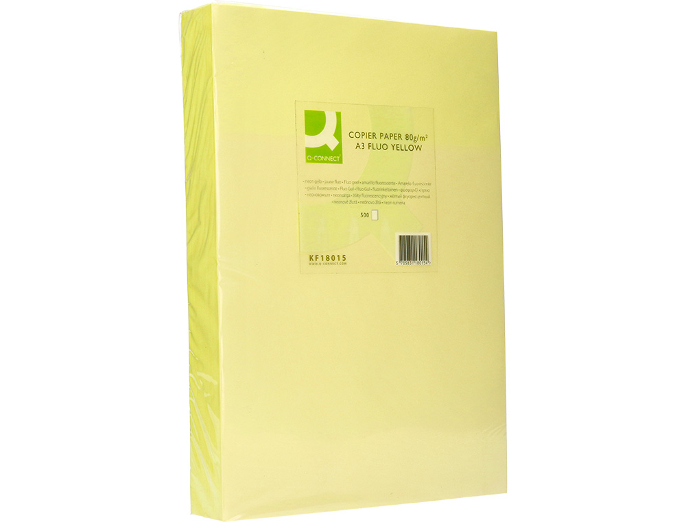 PAPIER COULEUR Q-CONNECT MULTIFONCTION A3 80G/M2 UNICOLORE JAUNE NON RAMETTE 500 FEUILLES