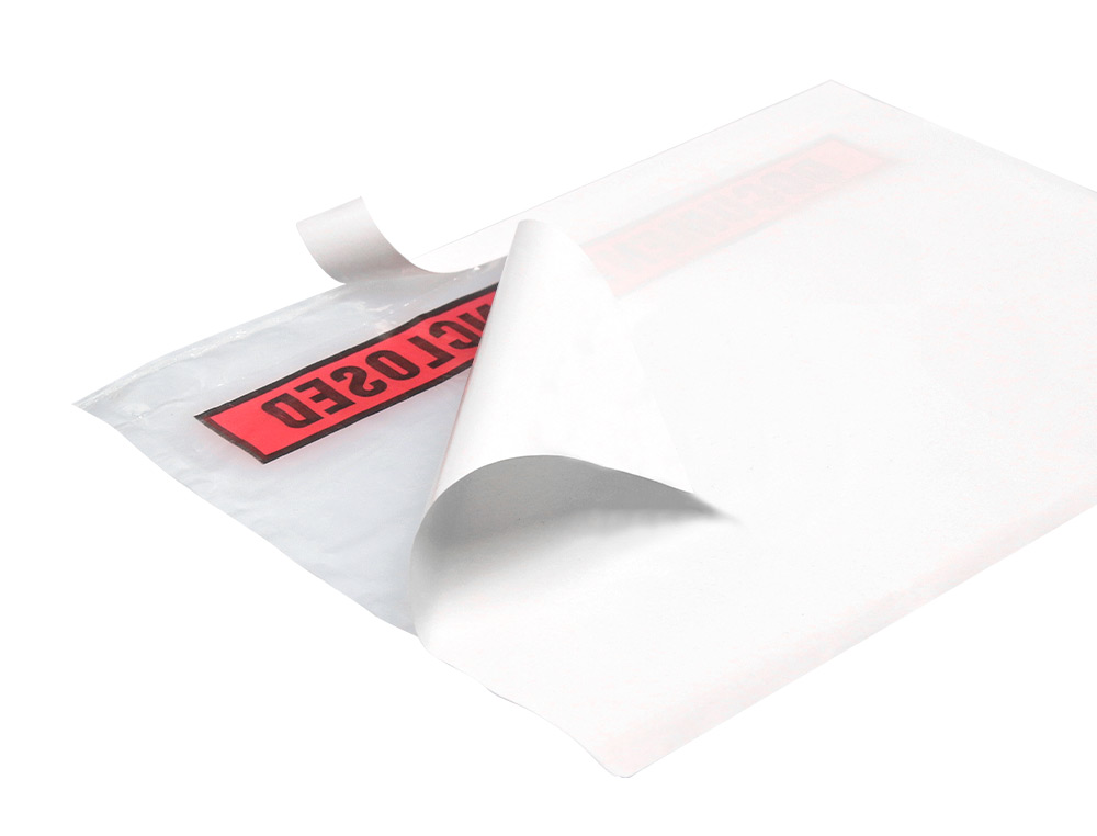 POCHETTE DOCUMENTS CI-INCLUS Q-CONNECT AUTO-ADHESIVE       TRANSPARENTE 225X165MM TEXTE  ANGLAIS PAQUET 100 UNITES