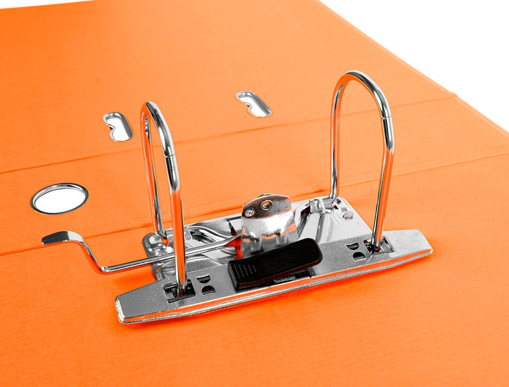 CLASSEUR LEVIER LIDERPAPEL A4 DOCUMENTA CARTON REMBORD 1,9MM DOS 75MM RADO MTALLIQUE COLORIS ORANGE
