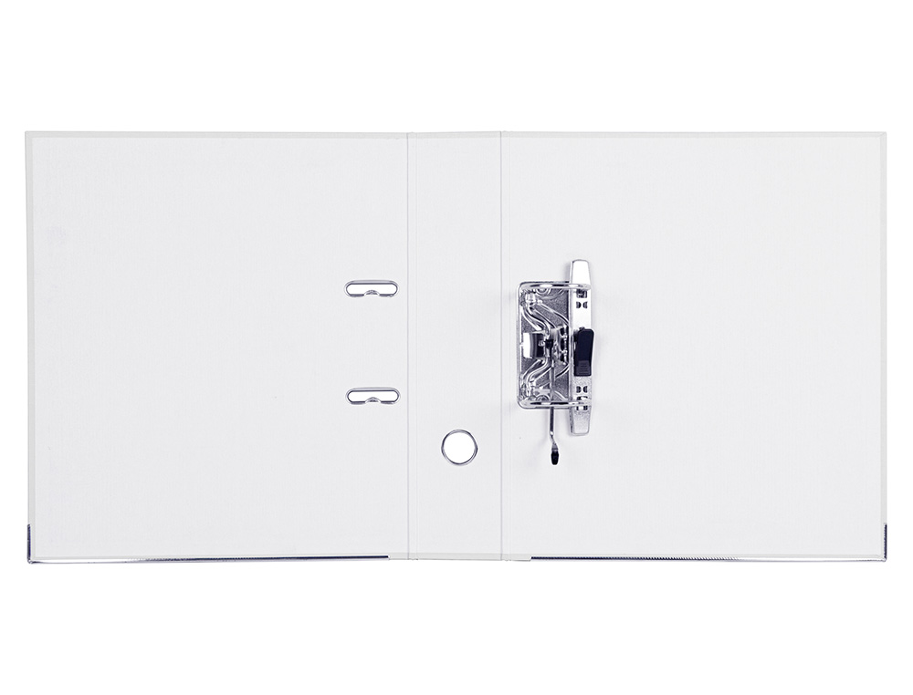CLASSEUR LEVIER LIDERPAPEL A4 DOCUMENTA CARTON REMBORD PVC 1,9MM DOS 75MM RADO MTALLIQUE COLORIS BLANC