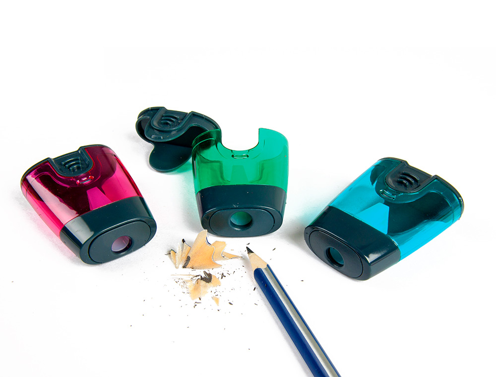 TAILLE-CRAYON LIDERPAPEL PLASTIQUE INTRIEUR MTAL RSERVOIR PROTECTEUR DE LAME 1 USAGE COLORIS ASSORTIS