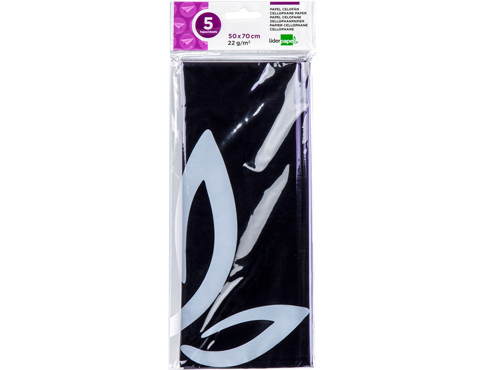 PAPIER CELLOPHANE LIDERPAPEL 50X70CM 22G/M2 UNICOLORE VIOLET BRILLANT SACHET 5F