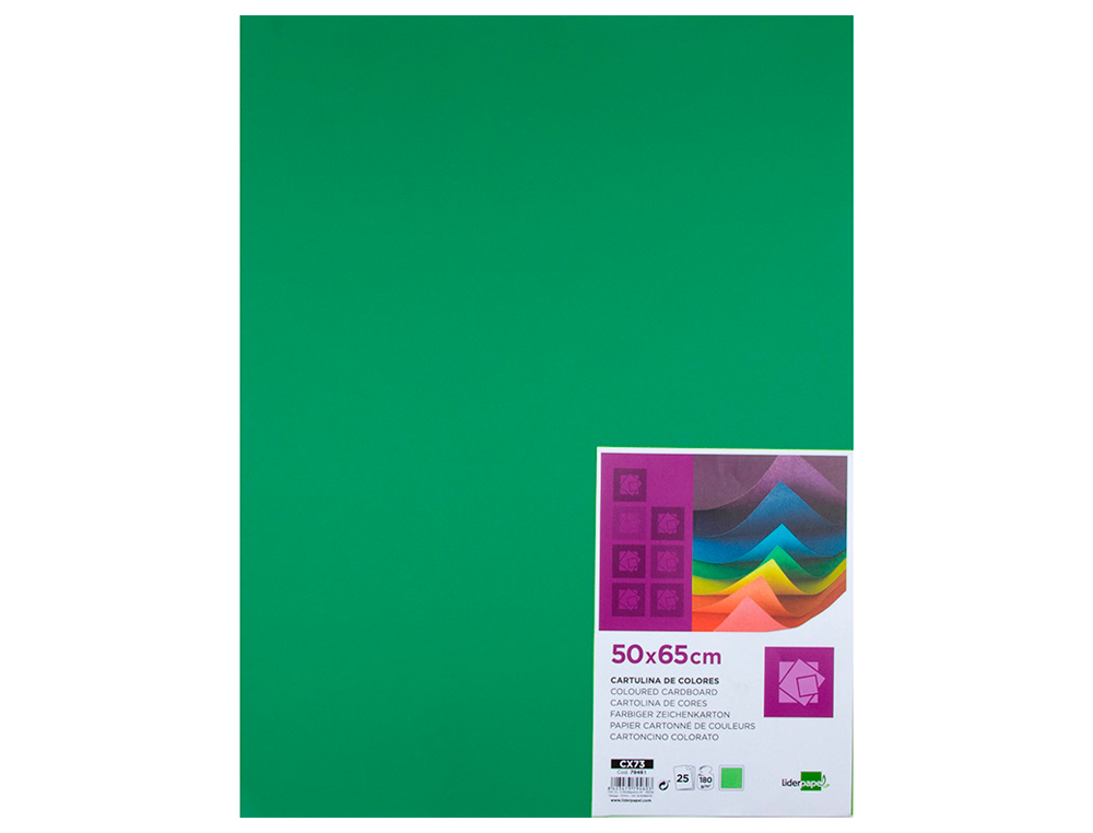 PAPIER CARTONNE LIDERPAPEL 50X65CM 180GR COLORIS VERT    NOEL PAQUET 25 FEUILLES