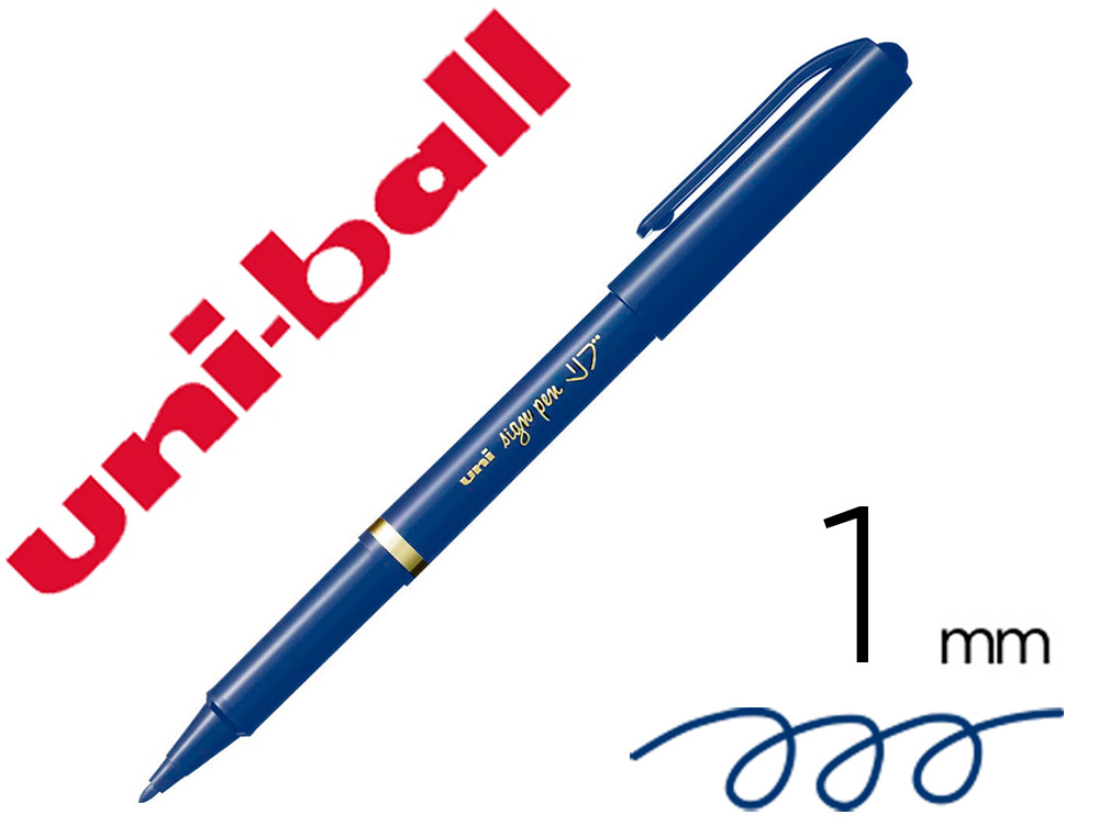 FEUTRE UNIBALL SIGN PEN ENCRE SUPER INK COUVRANTE POINTE    FEUTRE NYLON OGIVE LARGEUR    TRACE 1MM COLORIS BLEU