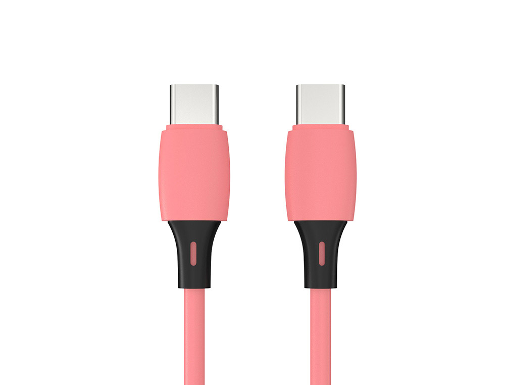CABLE Q-CONNECT USB-C VERS USB-C PVC LONGUEUR 2M COLORIS ROSE