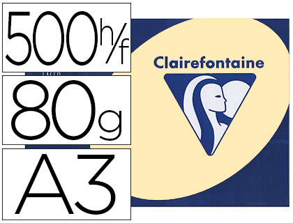 PAPIER COULEUR CLAIREFONTAINE TROPHE MULTIFONCTION A3 80G/M2 JAUNE CANARI PAQUET 500 FEUILLES