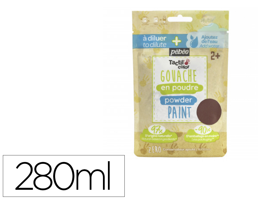 GOUACHE PEBEO TACTILCOLOR POUDRE A DILUER 2 EN 1        GOUACHE DOIGT 280ML GOUACHE   LIQUIDE 500ML COLORIS MARRON
