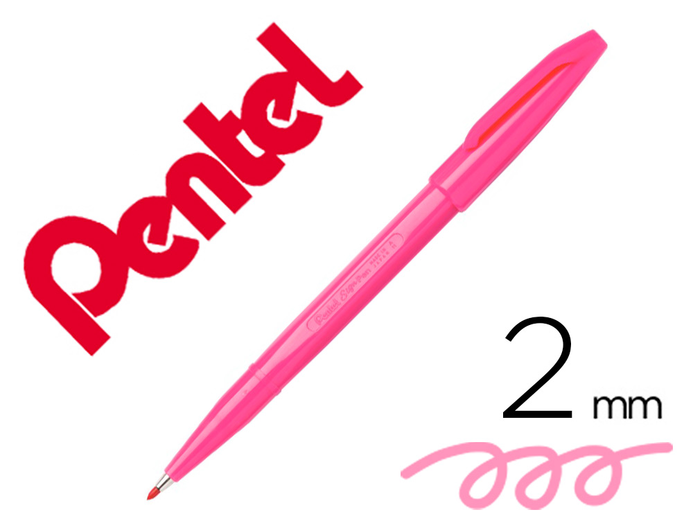 FEUTRE PENTEL SIGN S520 ECRITURE DOUCE AQUARELLABLE   POINTE MOYENNE 2MM BAGUEE     LONGUE DUREE ENCRE ROSE