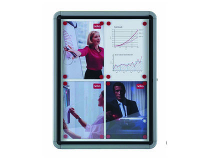 VITRINE AFFICHAGE NOBO EXTRIEUR FOND MTAL MAGNTIQUE FAADE VERRE SERRURE 8 FEUILLES A4 103,5X67X4,5CM