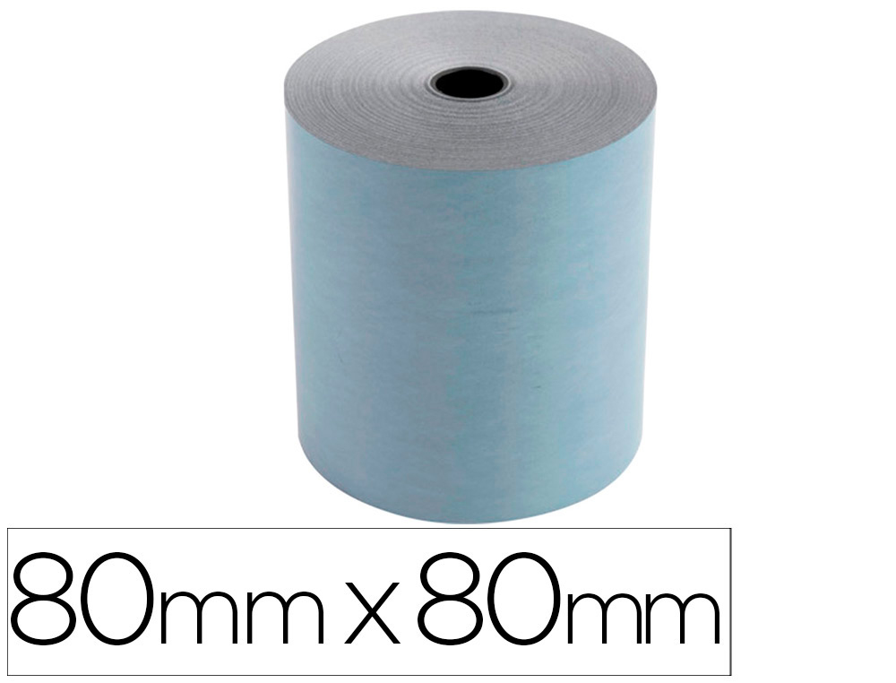 BOBINE THERMIQUE EXACOMPTA EXABLUE 80X80MM LONGUEUR 76M 52G/M2 IMPRESSION VERSO TRES LONGUE CONSERVATION