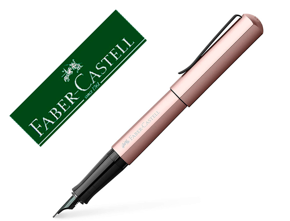 STYLO-PLUME FABER CASTELL HEXO POINTE MOYENNE EN ACIER  INOXIDABLE ROSE
