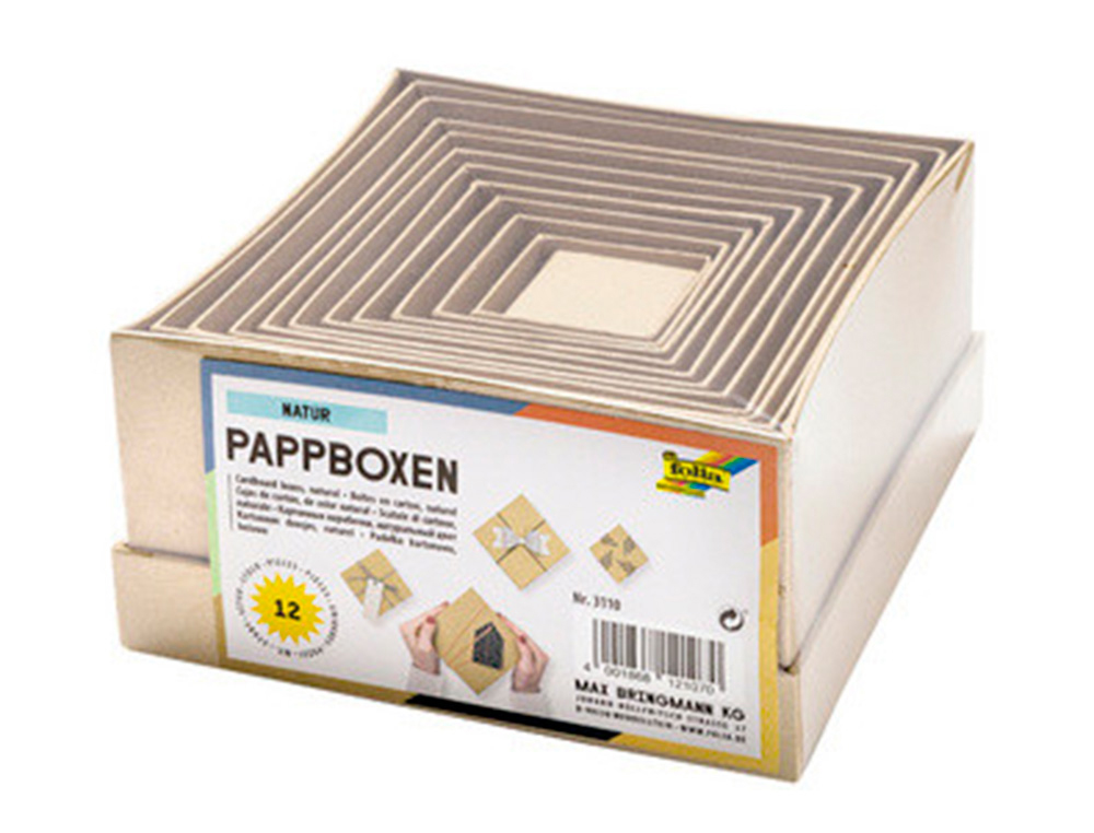 BOITE EN CARTON CARREES 12 PIECES COLORIS NATUREL        ASSORTIS