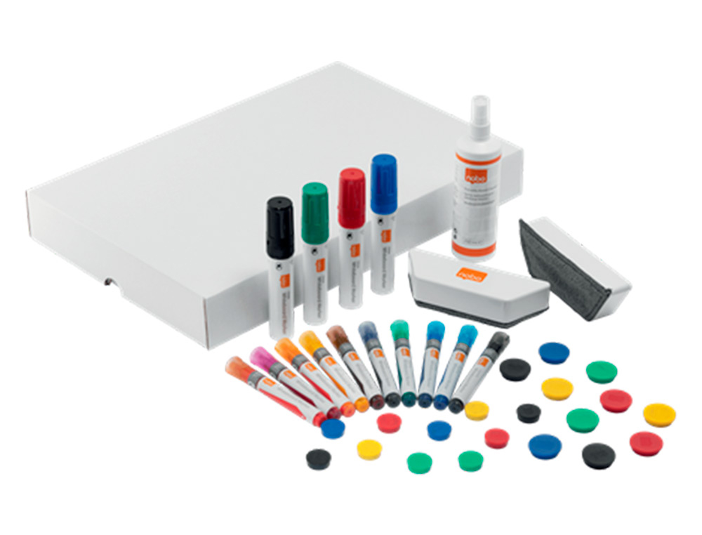 KIT D'ACCESOIRES TABLEAU BLANC ESSELTE 10 MARQUEURS 10 AIMANTS 32MM 2 EFFACEURS 1    SPRAY NETTOYAGE