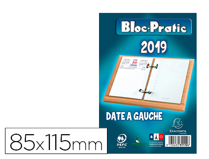 BLOC PHMRIDE EXACOMPTA SOCLE ANNUEL 2024 1 JOUR/PAGE DATE  GAUCHE 85X115MM