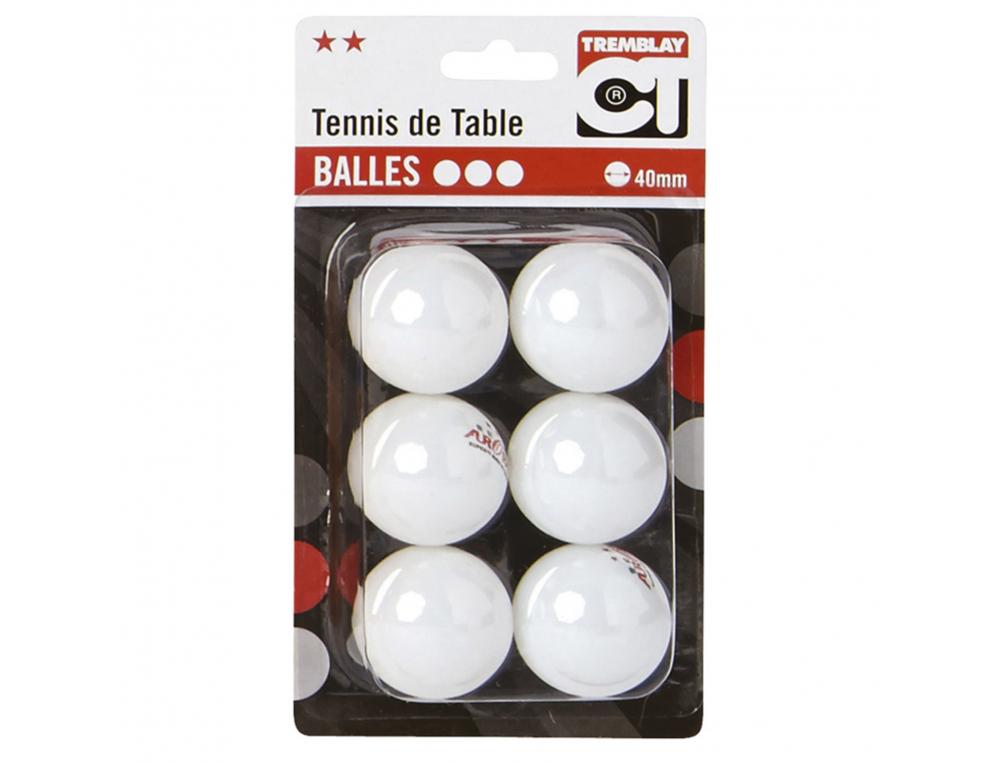BALLES DE TENNIS DE TABLE TREMBLAY INITIATION ECOLES ET COLLECTIVITES 40 MM LOT DE 6  BALLES