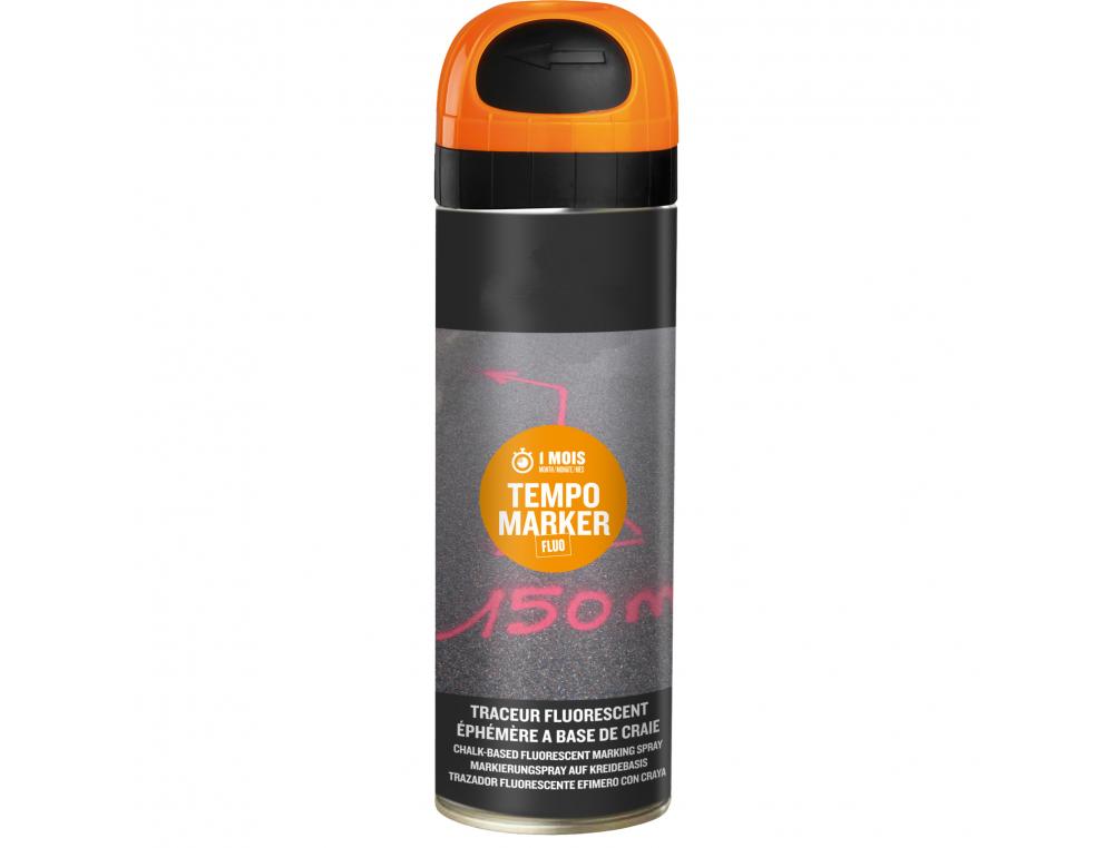BOMBE PEINTURE FIRST LOISIRS DELIMITATION EPHEMERE BASE    CRAIE COLORIS ORANGE AEROSOL  500ML
