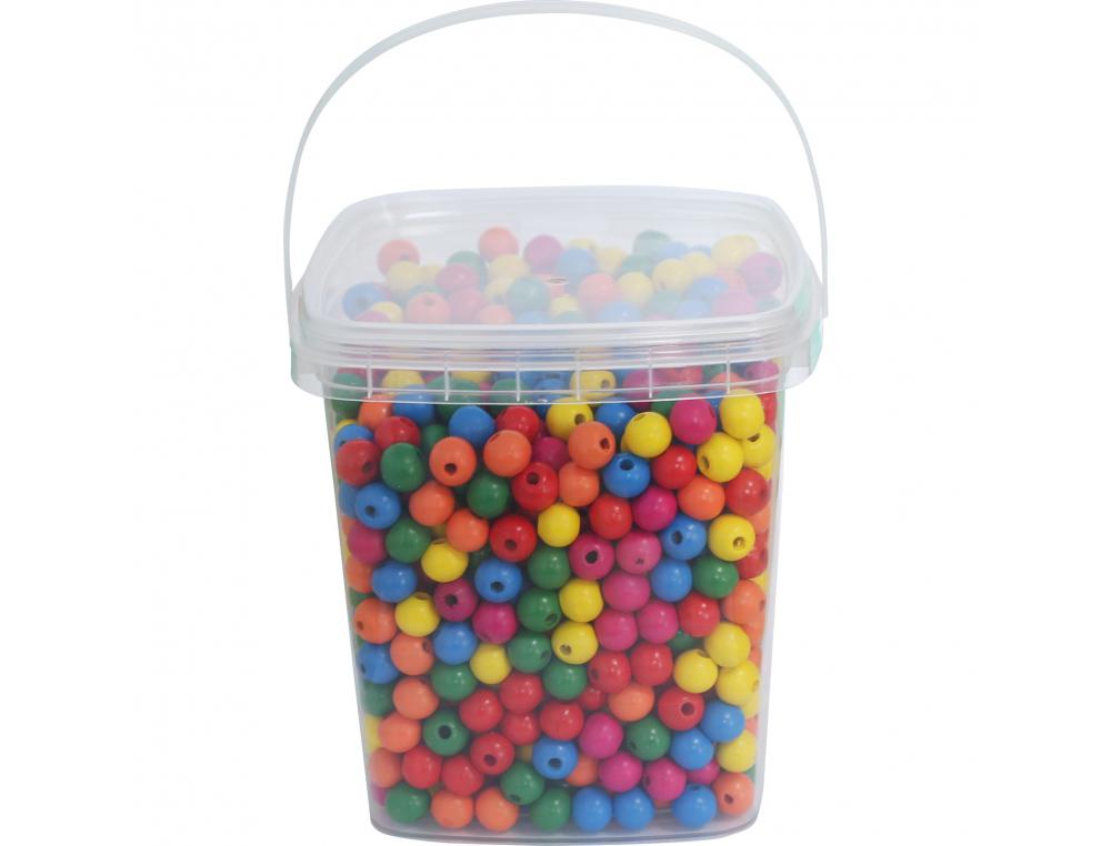 PERLE BOIS RONDE OCOLOR DIAMETRE 10MM COLORIS         ASSORTIS LOT DE 1100 PERLES