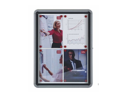 VITRINE AFFICHAGE NOBO EXTRIEUR FOND MTAL MAGNTIQUE FAADE VERRE SERRURE 12 FEUILLES A4 102,5X98X4,5CM