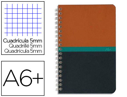 CARNET CONQURANT SEPT RELIURE INTGRALE PAPIER SURFIN 70G COUVERTURE CARTE VERNIE 250G 11X17CM 100 PAGES 5X5MM
