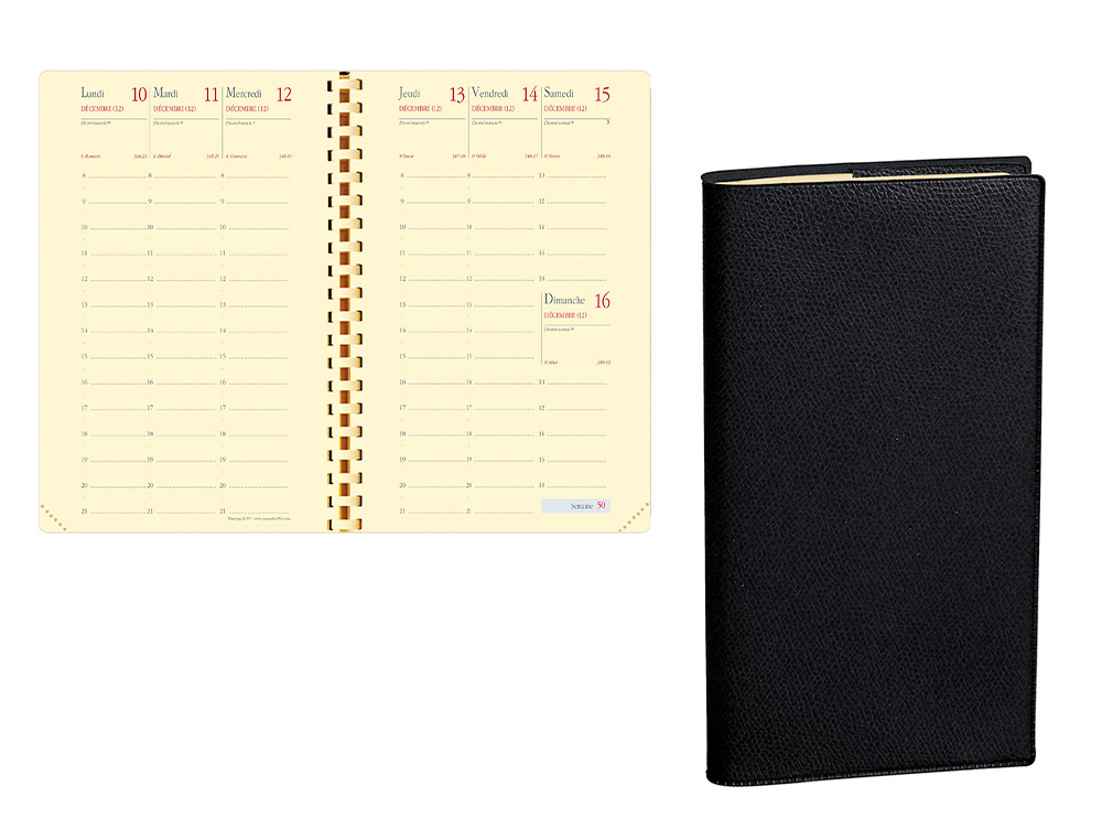 AGENDA QUO VADIS PRESTIGE PLANNING 16 S IMPALA 90X160MM 1 SEMAINE 2 PAGES COLORIS NOIR