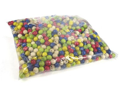 PERLE EN BOIS RONDE DIAMTRE 10MM COLORIS ASSORTIS SACHET 1000 UNITS
