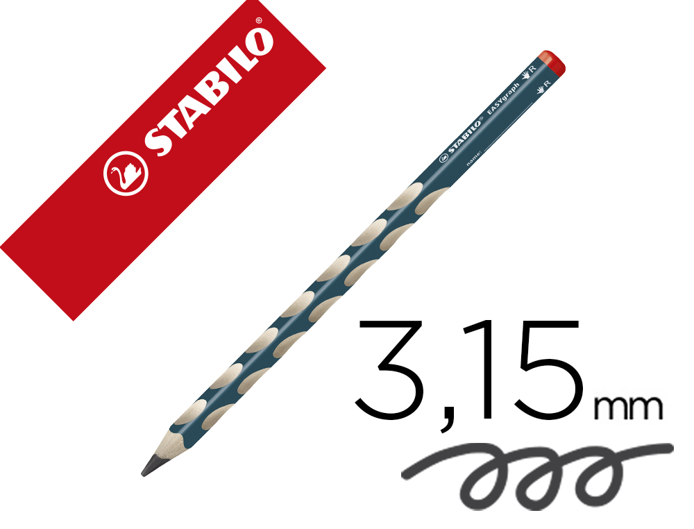 CRAYON GRAPHITE STABILO EASYGRAPH ERGONOMIQUE TRIANGULAIRE DIAMTRE 10MM LONGUEUR 175MM MINE HB 3.15MM DROITIER