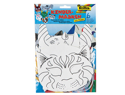 MASQUE ENFANT FOLIA PAPIER BLANC  DCORER AVEC LASTIQUE MODLES ANIMAUX 6 UNITS