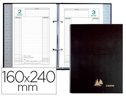 AGENDA EXACOMPTA PERPTUEL CAISSE 2 ANNEAUX 160X240MM RELIURE POUR FEUILLETS MOBILES COLORIS NOIR