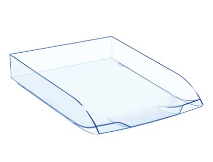 CORBEILLE  COURRIER CEP POLYSTYRNE RIGIDE SUPERPOSABLE SUPPORTS TIQUETTES PATINS CAOUTCHOUC 370X270X61MM ICE BLUE