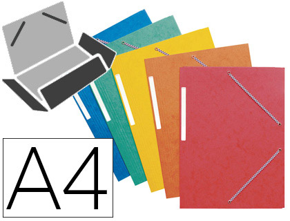 CHEMISE COUTAL 3 RABATS LASTIQUE A4 24X32CM CARTE LUSTRE 5/10E TIQUETTE DOS 15MM ASSORTIS CLASSIQUES LOT 10 UNITS