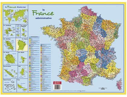 SOUS-MAIN BOUCHUT GRANDRMY CARTONN SUPPORT ANTI-GLISSE CARTE FRANCE 550X405MM