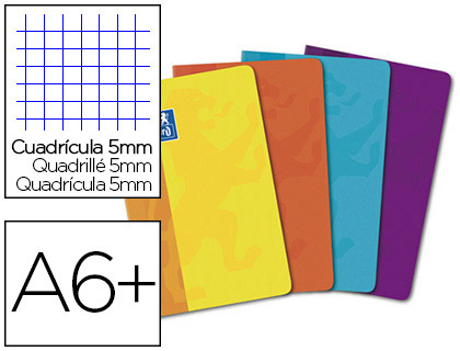 CARNET AGRAF OXFORD OPENFLEX COUVERTURE POLYPROPYLNE 11X17CM 96 PAGES 90G 5X5MM