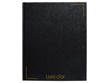 LIVRE D'OR SIGN SIMIL CUIR 205X260MM 128F ASPECT CROCO PAPIER CRME LIGN COLORIS NOIR