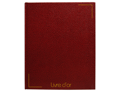 LIVRE D'OR SIGN SIMIL CUIR 205X260MM 128F ASPECT CROCO PAPIER CRME LIGN COLORIS BORDEAUX