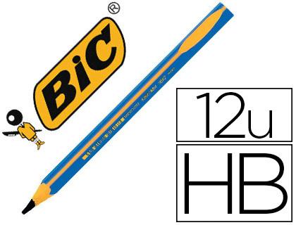 CRAYON GRAPHITE BIC D'APPRENTISSAGE CORPS TRIANGULAIRE MINE ULTRA-SOLIDE HB 4MM COLORIS BLEU